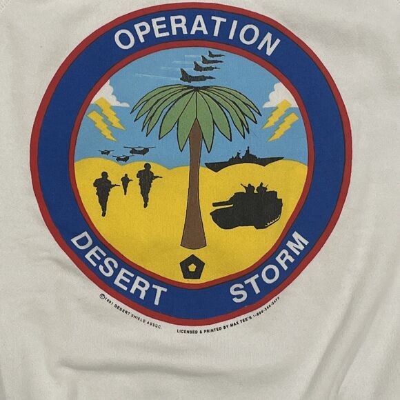 Vintage Operation Desert Storm Mens Sweatshirt Extra Large White 1991 90s USA - Picture 2 of 9